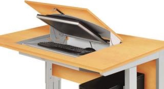 Smart top ICT single desk  900w x 600d x720h with flip up lid left or right handed