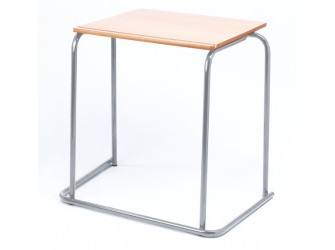 Stacking  exam desk 600 x 500 with beech mdf top silver frame 