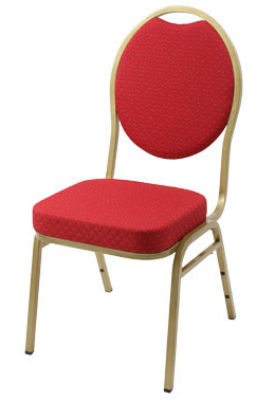 Steel Spoon Backed Banqueting Chair - Red