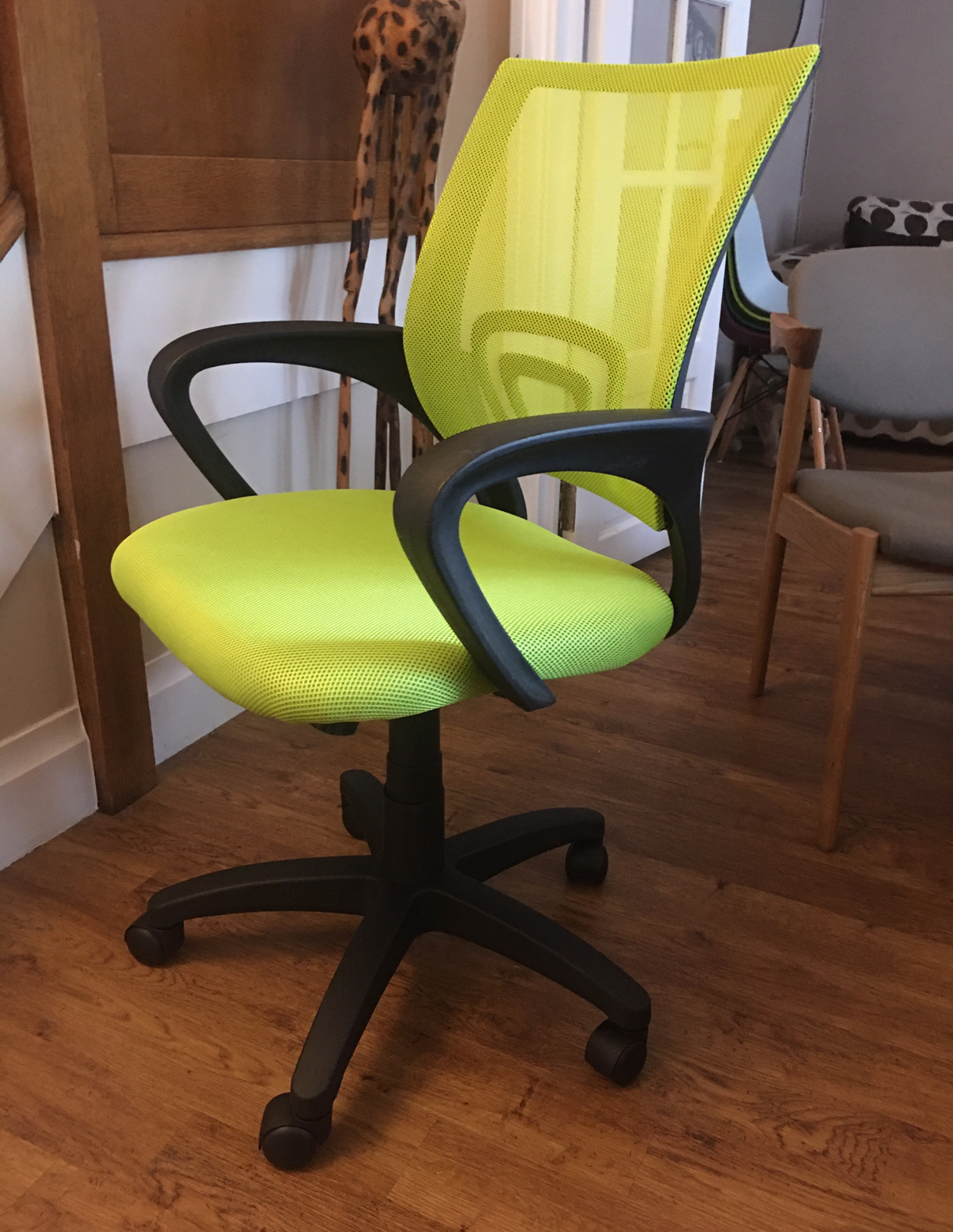 Student or Office mesh armchair  matching seat  and back colours Lime  green black base