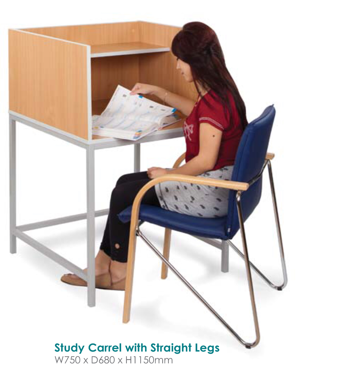 Study carrel with straight  legs
