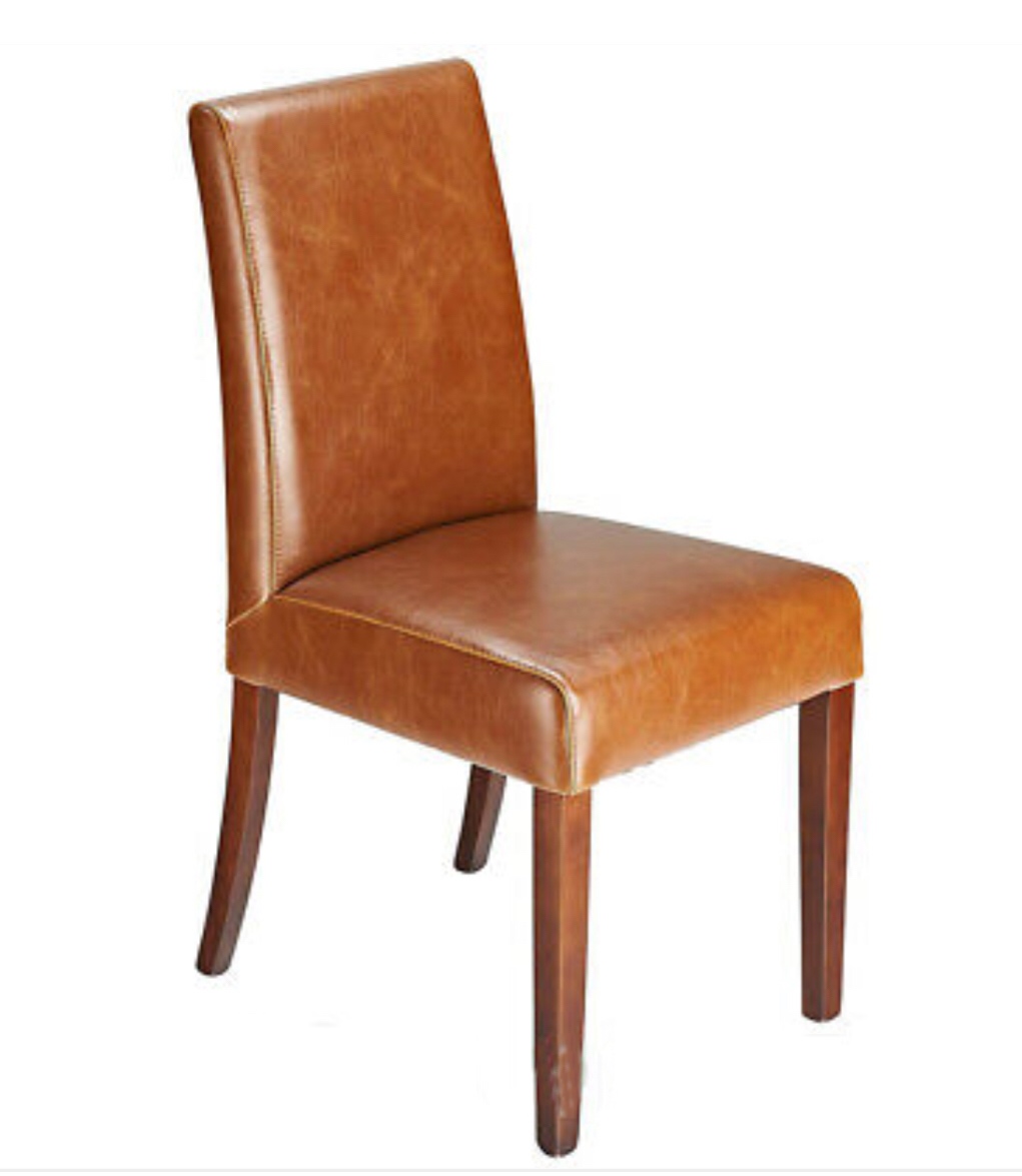 Tan aniline leather look dining  chair