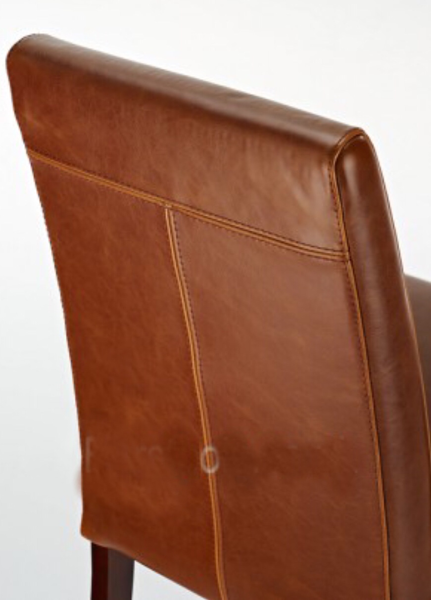 Tan aniline leather look dining  chair