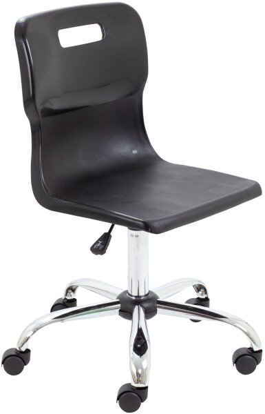 Titan Classroom Swivel Chair Black  seat chrome base
