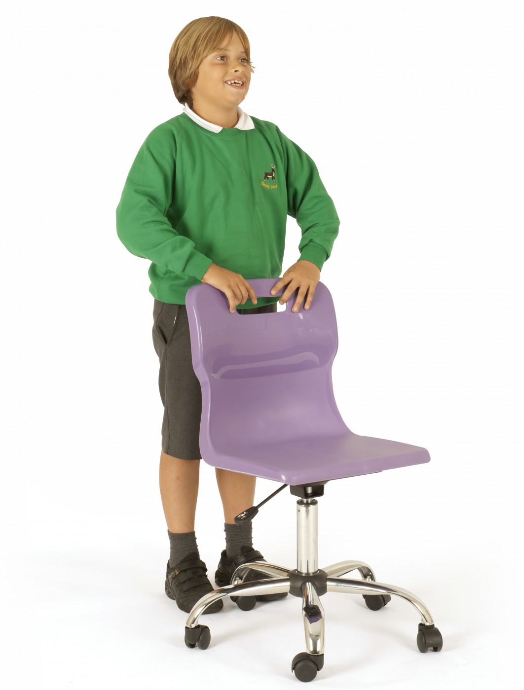 Titan Classroom Swivel Chair Purple seat chrome base