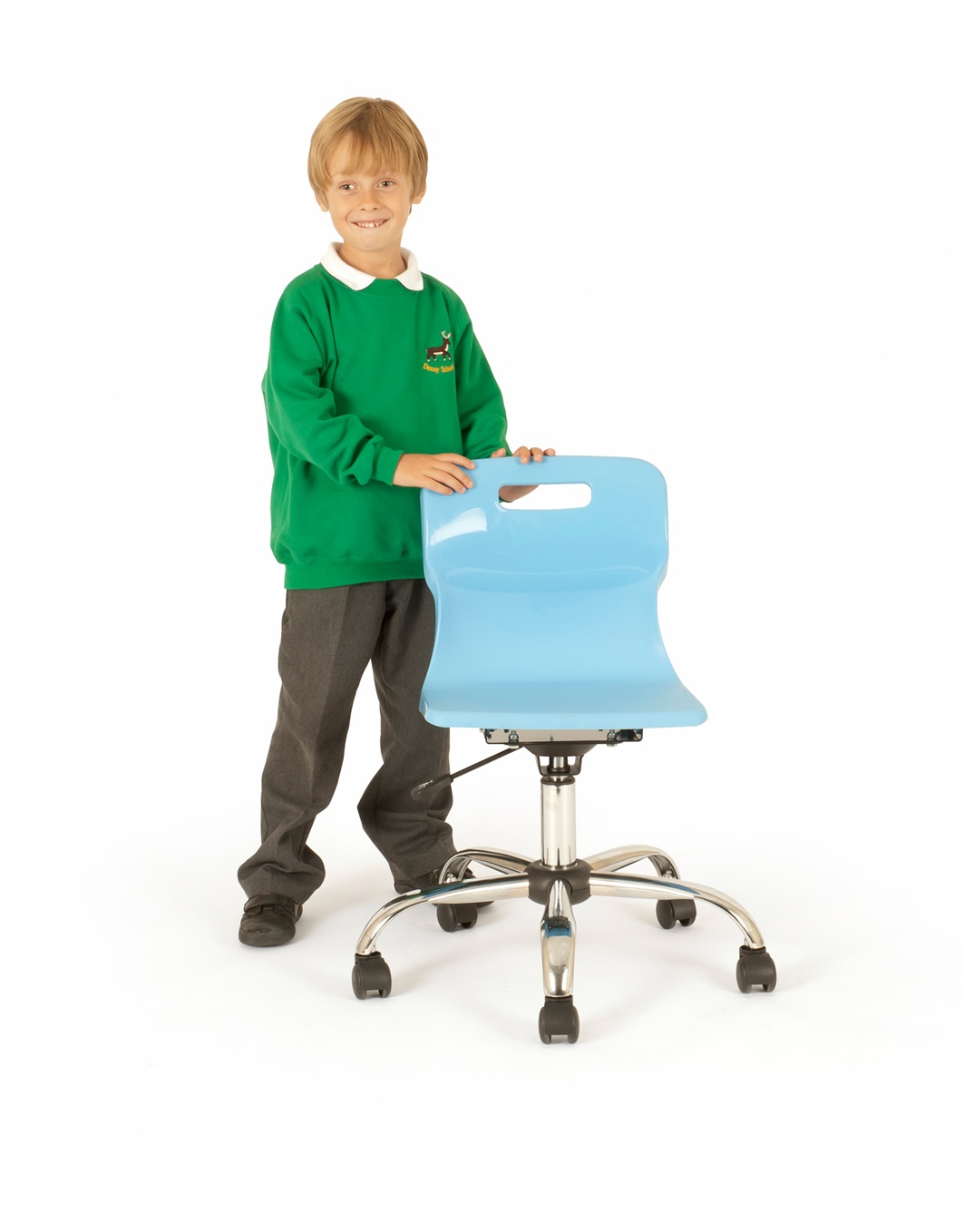 Titan Classroom Swivel Chair Sky seat chrome base