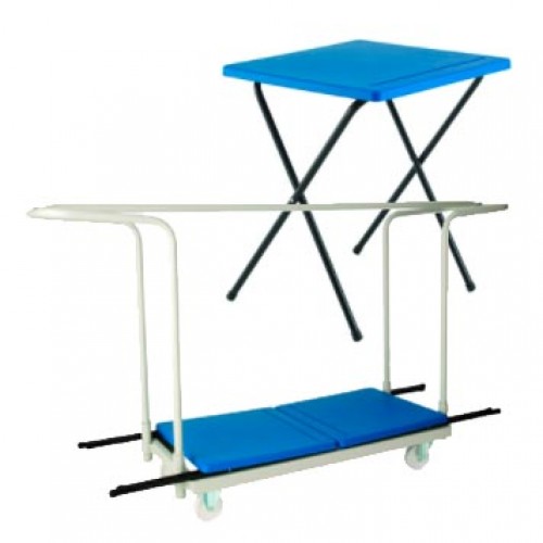 Titan Folding Exam Desk / Home office desk blue or charcoal plastic top black legs 