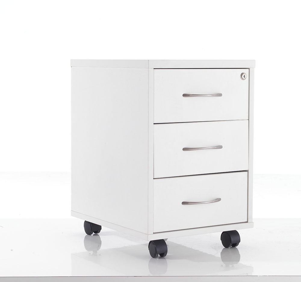 White 3 drawer mobile pedestal