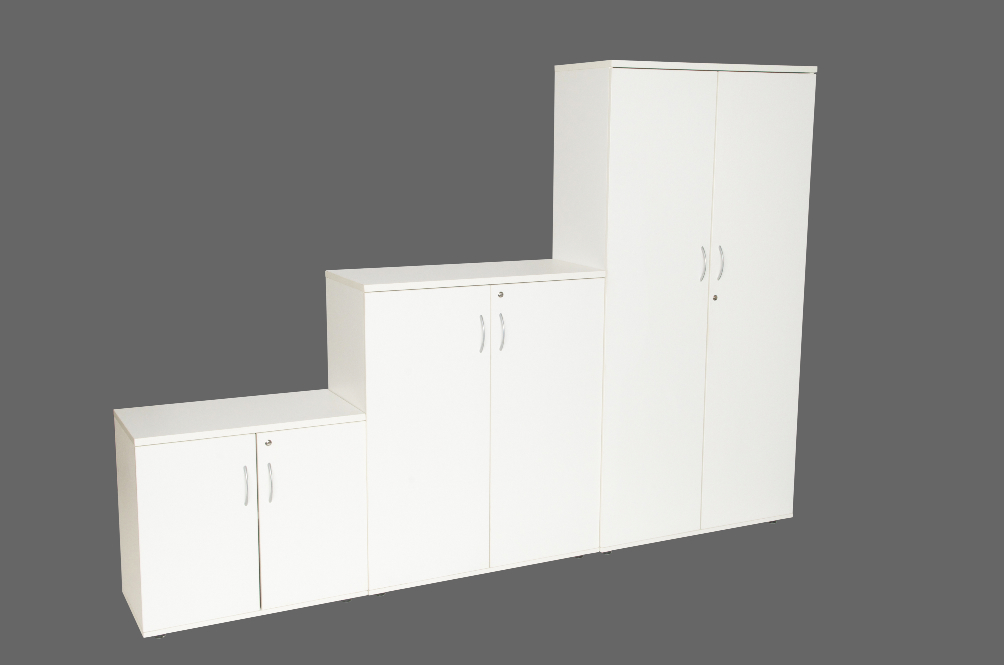 White Desk high double door cupboard 730h x 800w x 450d