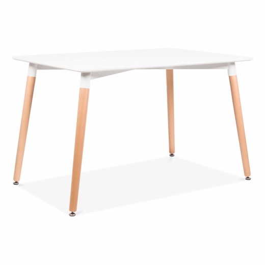 Designer White  rectangular table beech splayed legs 1200x800