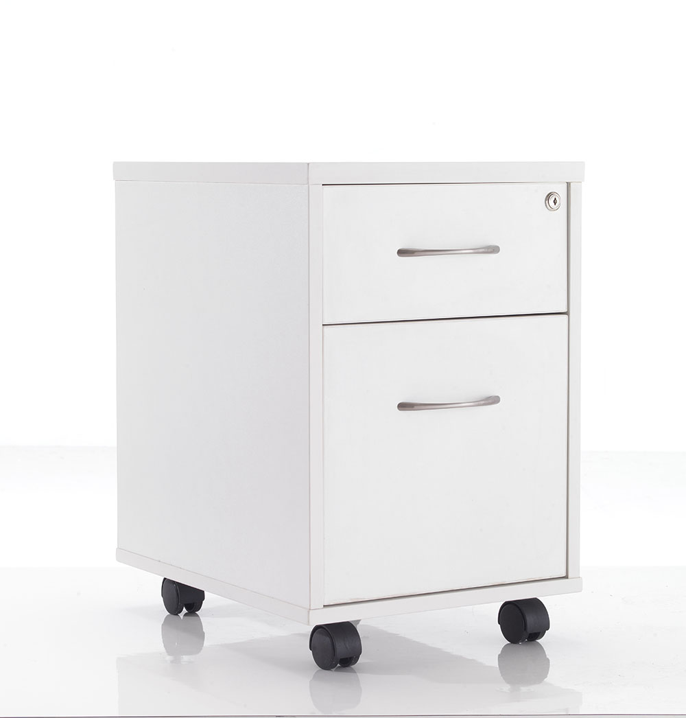 White 2 drawer mobile pedestal
