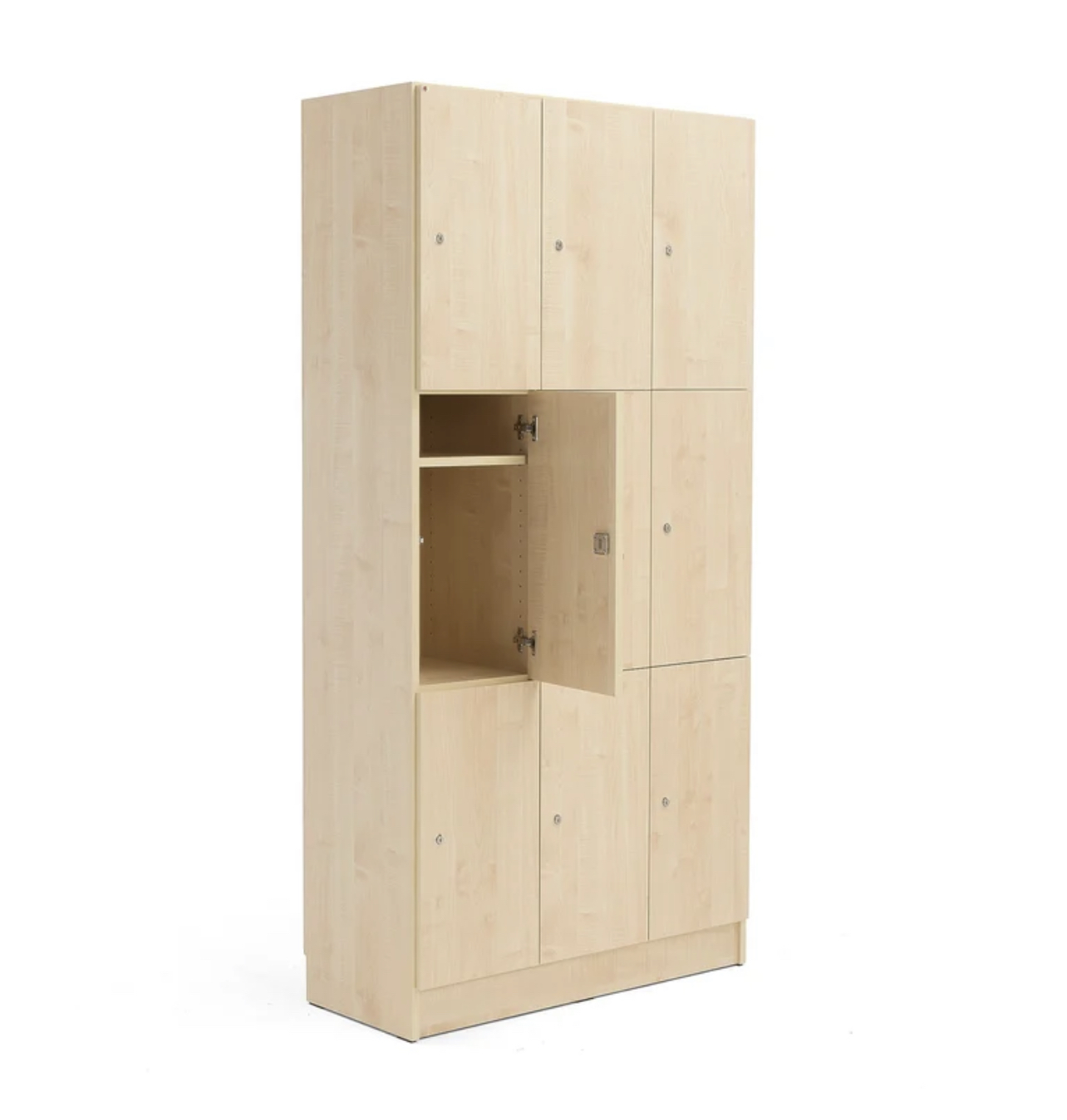 Wooden Locker 15 door compartments white or birch  finish 