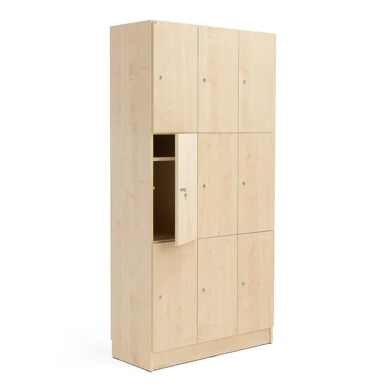 Wooden Locker 15 door compartments white or birch  finish 