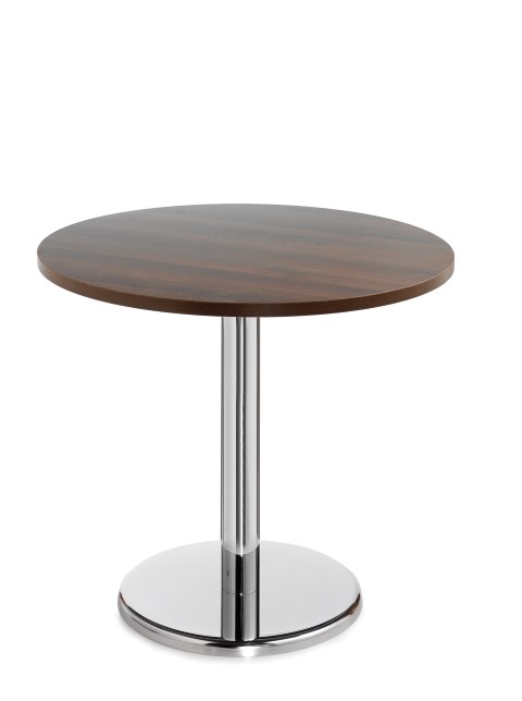 Pisa 700mm Square Bistro Table - Walnut/Chrome