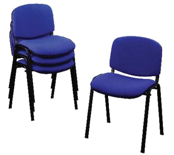 Black framed metal stacking chair Blue or Black