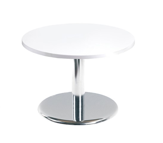 Coffee table chrome trumpet base 800mm diameter White