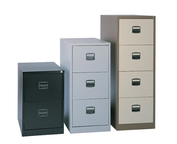 Budget 4 drawer contract filing cabinet in White , Black , Goose Grey or Coffee / Cream