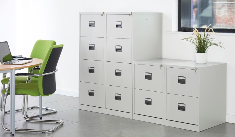Budget  3 drawer contract filing cabinet in White , Black , Goose Grey or Coffee / Cream