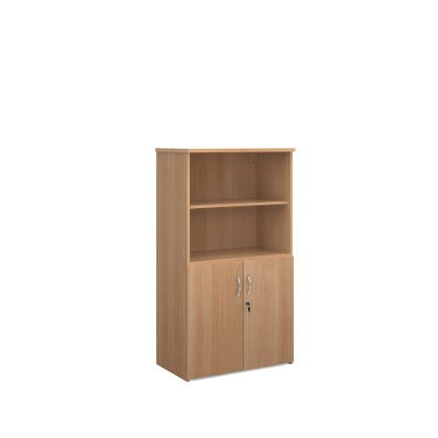 1440mm high combination unit with open top and wood doors in beech
