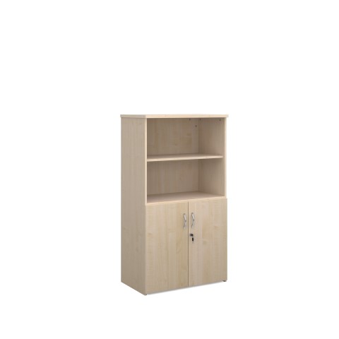 1440mm high combination unit with open top and wood doors in maple