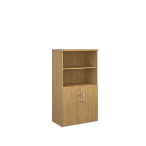 1440mm high combination unit with open top and wood doors in oak