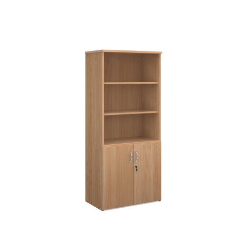 1790mm high combination unit with open top and wood doors in beech