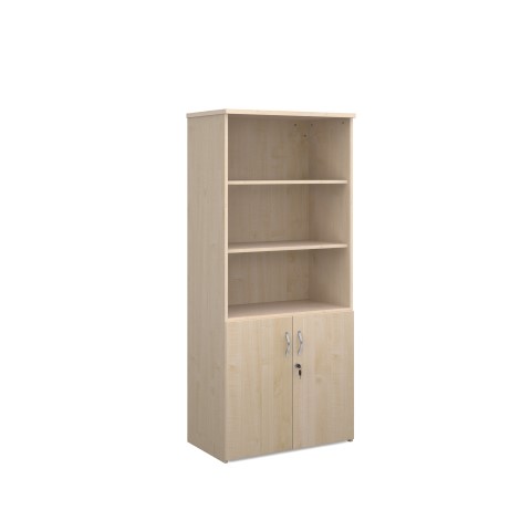 1790mm high combination unit with open top and wood doors in maple