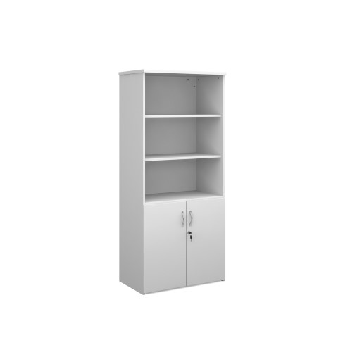 1790mm high combination unit with open top and wood doors in white