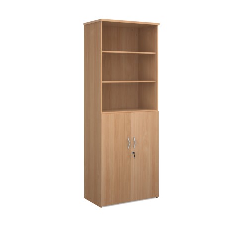 2140mm high combination unit with open top and wood doors in beech