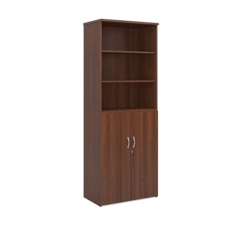 2140mm high combination unit with open top and wood doors in walnut