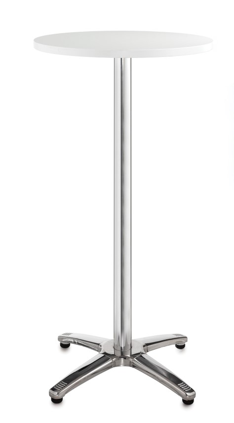Roma aluminium tall round white bar table D:600 mm
