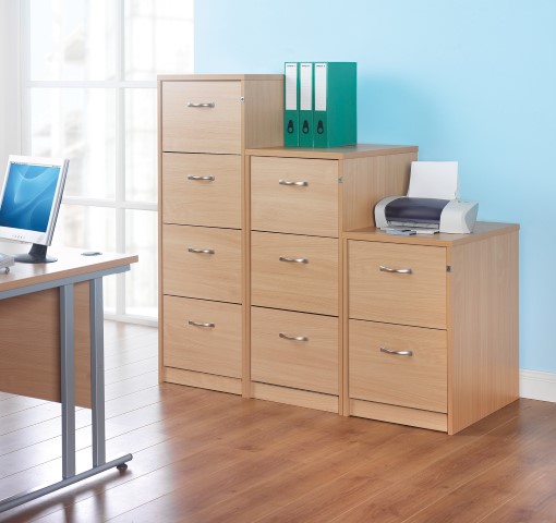 Deluxe executive three drawer filing cabinet in beech