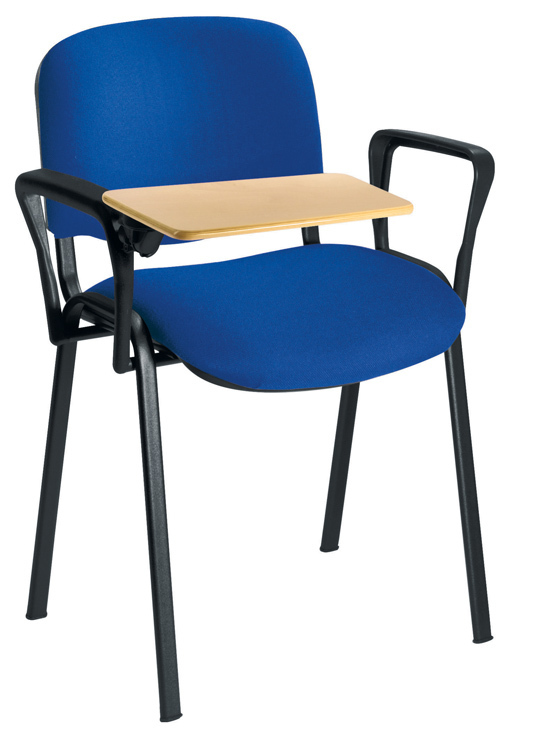 Club Chair with Beech Writing Tablet and Arms Royal Blue
