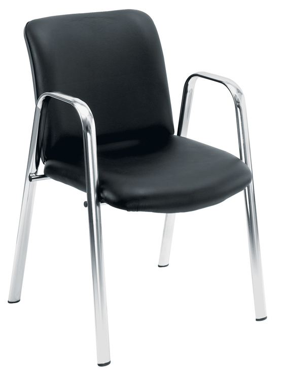 Pavilion Chrome Armchair Conference and Training Chair Black faux leather