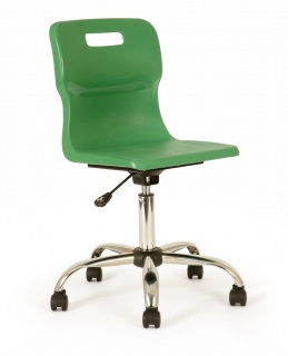 Titan Classroom Swivel Chair Green seat  chrome base