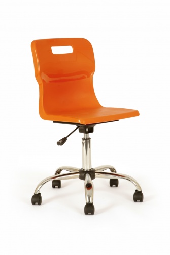 Titan Classroom Swivel Chair Orange seat chrome base