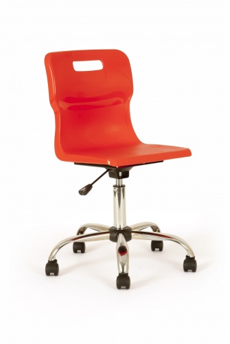 Titan Classroom Swivel Chair Red seat chrome base